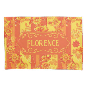 Housse D'oreillers Florence Floral jaune et orange