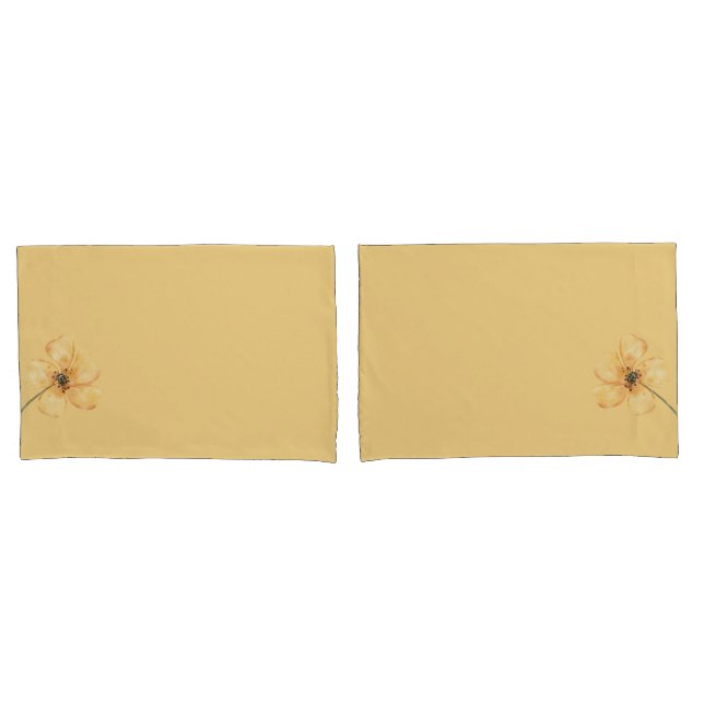 Housse D'oreillers Flower paradis jaune paire coques (devant-Set)