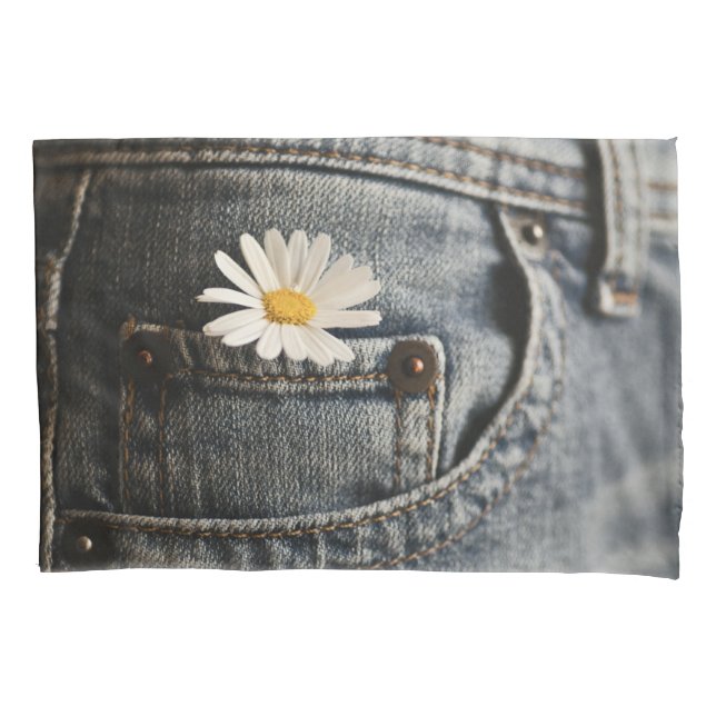 Housse D'oreillers Flowers | Daisy in Jeans Pocket (devant)