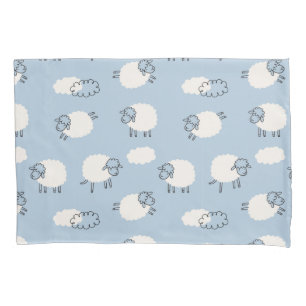 Housse D'oreillers Fluffy Pastel Agneau bleu Motif
