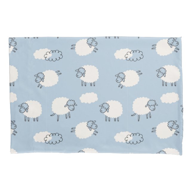 Housse D'oreillers Fluffy Pastel Agneau bleu Motif (devant)