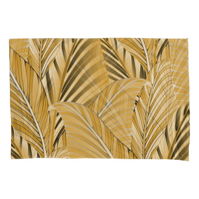 Housse D'oreillers Foliage exotique : Motif Feuille d'or (devant)