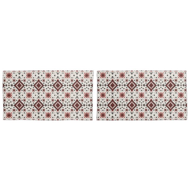 Housse D'oreillers Folk Diamond Cross Stitch Seamless Pattern (devant-Set)
