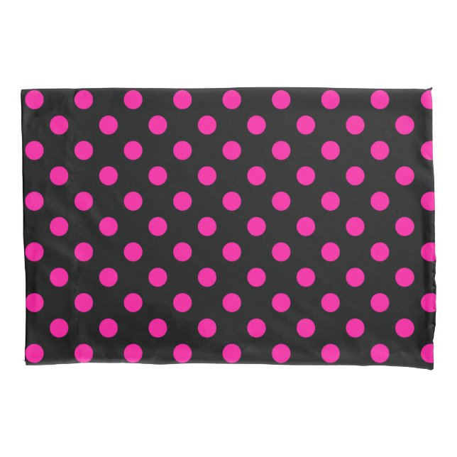Housse D'oreillers Fond noir pois roses (devant)