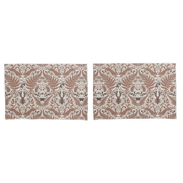 Housse D'oreillers Forêt de mousse de Mocha/Bois et plantes (devant-Set)