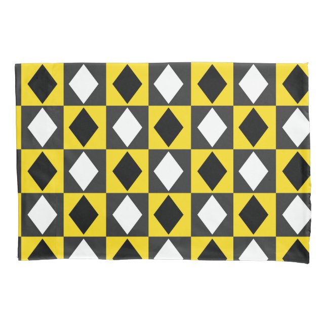 Housse D'oreillers Forme de diamant jaune noir blanc Rhombus (devant)