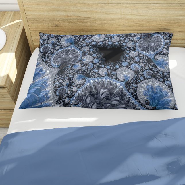 Housse D'oreillers Fractale Noir Bleu Abstrait (Créateur téléchargé)