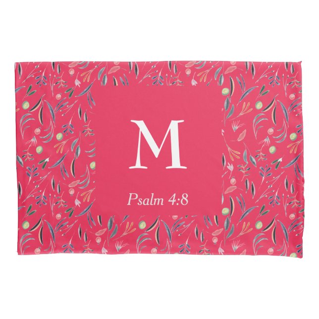 Housse D'oreillers Framboise FLEURI | MONOGRAMME | Christian (devant)