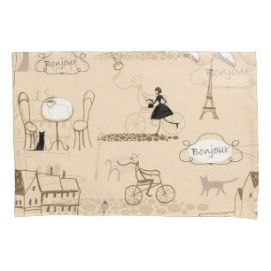 Housse D'oreillers Français rose : Design Motif chic.