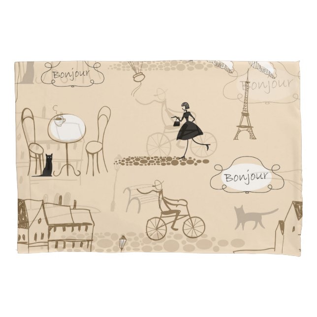 Housse D'oreillers Français rose : Design Motif chic. (devant)