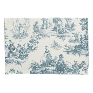 Housse D'oreillers Français toile de jouy sage vert élégant
