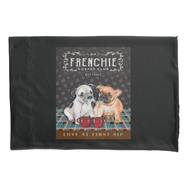 Housse D'oreillers French Bulldog Coffee Club (devant)