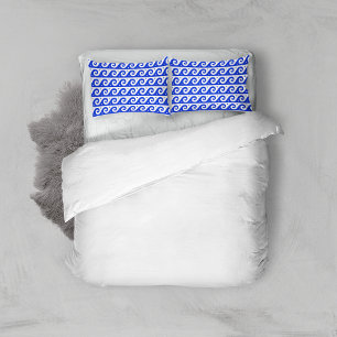 Housse D'oreillers Fret grec, Motif d'onde méditerranéen, Bleu