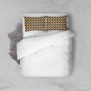 Housse D'oreillers Fret grec, Motif d'onde méditerranéen, Brown
