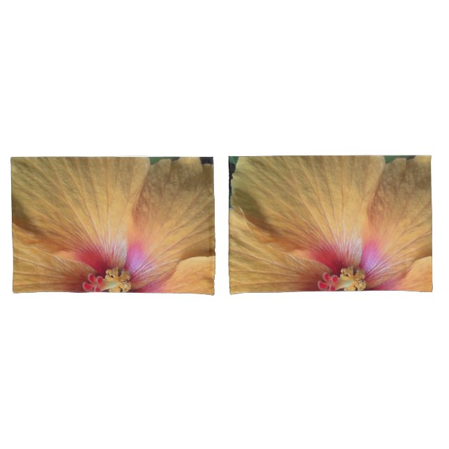 Housse D'oreillers Froissement d'Hibiscus Orange (devant-Set)