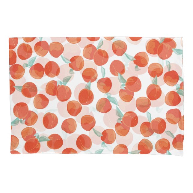 Housse D'oreillers Fruits de pêche, motif d'été. (devant)