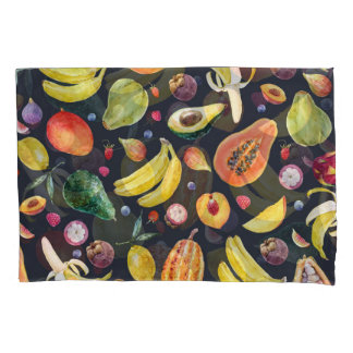 Housse D'oreillers Fruits tropicaux : Aquarelle Motif Multifruit.