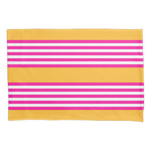 Housse D'oreillers Fuchsia et jaune cinq bandes motif