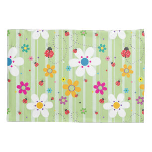 Housse D'oreillers Fun Floral Ladybug Retro Illustration Motif