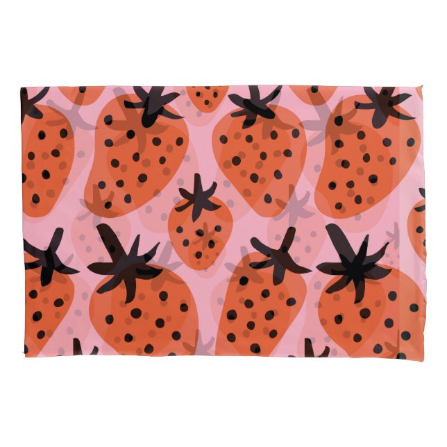 Housse D'oreillers Fun fraise, design artisanal sans couture. (devant)