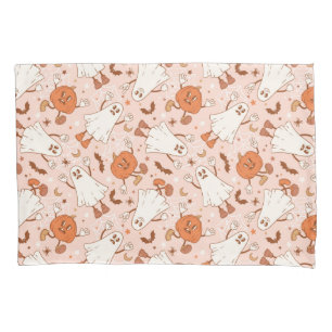 Housse D'oreillers Fun Retro Ghost & Jack-O-Lantern Motif