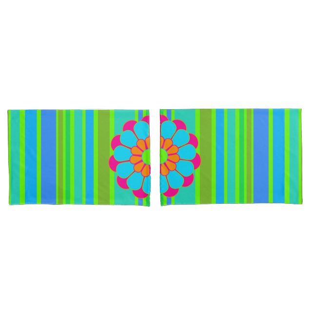 Housse D'oreillers Funny Flower Power Bloom III + votre backgr. & idé (devant-Set)