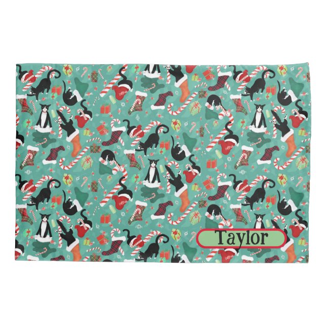 Housse D'oreillers Funny Naughty Christmas Chats Personnalisé Enfants (Dos)