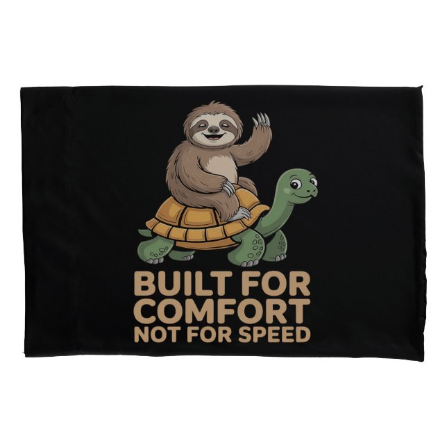 Housse D'oreillers Funny Sloth Riding Turtle (devant)