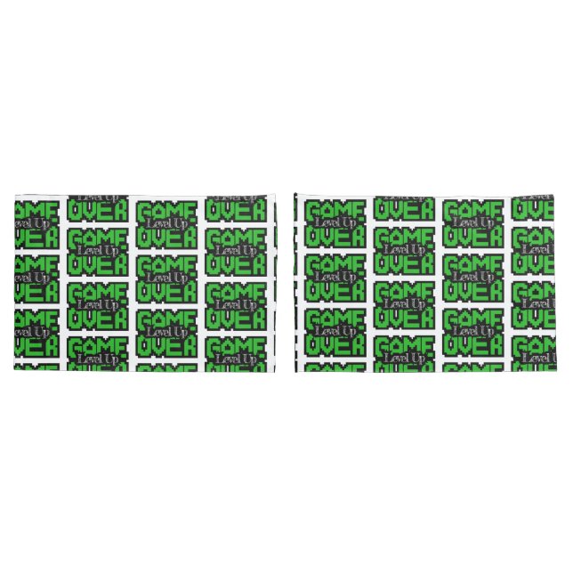 Housse D'oreillers Game Over, Level Up: Retro Pixel Sandbox Adventure (Dos-Set)