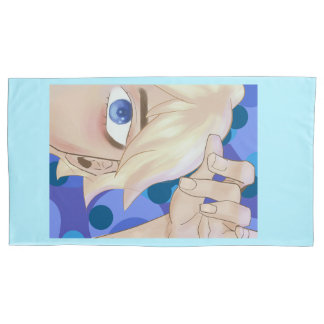 Housse D'oreillers Garçon aux cheveux blond bleu style artistique sem