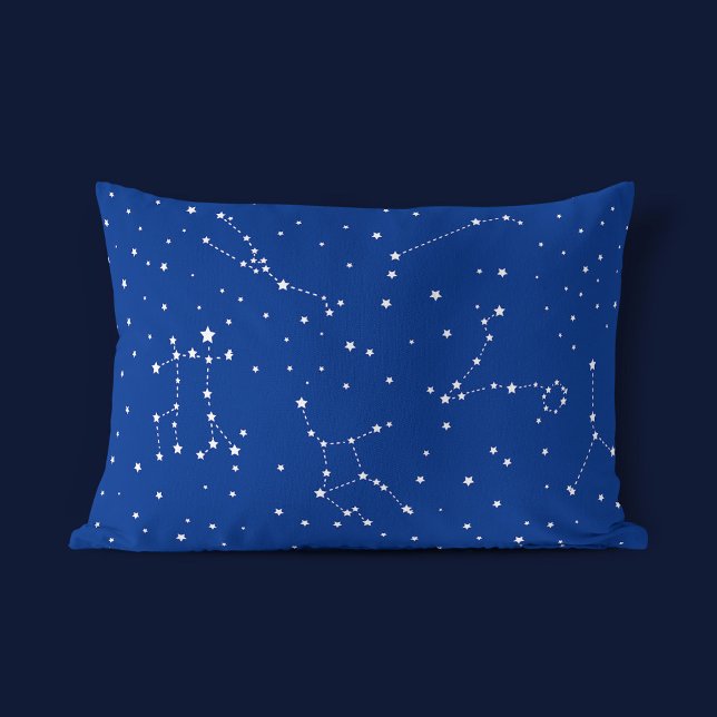 Housse D'oreillers Garçon Constellation Bleu Blanc étoile Ciel de nui (Mockup)
