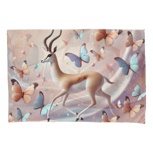 Housse D'oreillers Gazelle and Butterflies Fantasy Art (devant)
