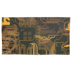 Housse D'oreillers Geek Sortie carte circuit électronique orange PCB 