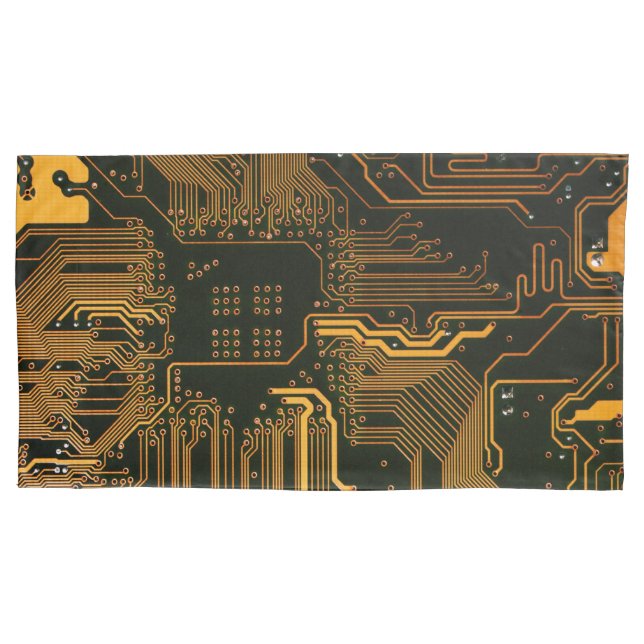 Housse D'oreillers Geek Sortie carte circuit électronique orange PCB  (devant-gauche)