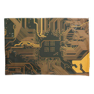 Housse D'oreillers Geek Sortie carte circuit électronique orange PCB
