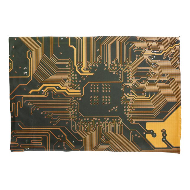 Housse D'oreillers Geek Sortie carte circuit électronique orange PCB  (devant-gauche)
