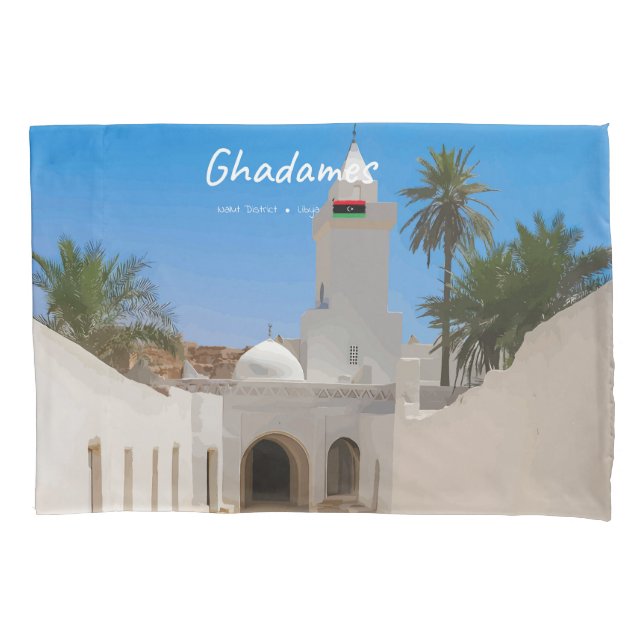Housse D'oreillers Ghadamès, Libye - Mosquée Blanche (devant-gauche)