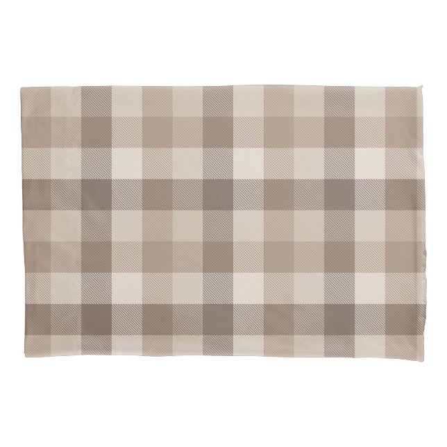 Housse D'oreillers Gingham à carreaux marron terre neutre  (devant)