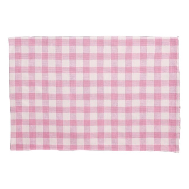 Housse D'oreillers Gingham Rose Bébé (devant)