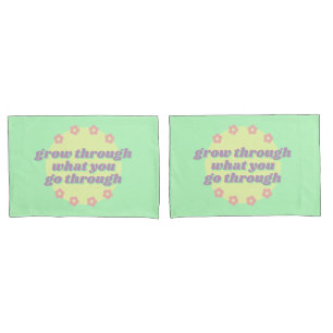 Housse D'oreillers Girly Boho Pastel Green Citation Fleurs Rétro