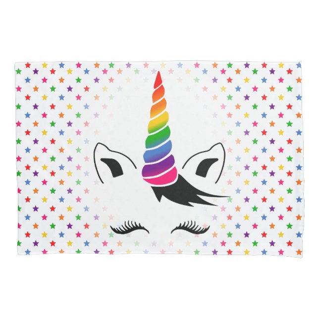 Housse D'oreillers Glam Rainbow Unicorn (devant)