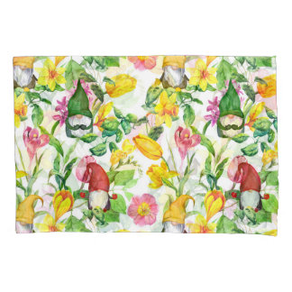Housse D'oreillers gnomes scandinaves : aquarelle fleurie printanière