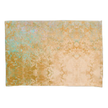 Gold & Turquoise Blue Patina Encre d'alcool Abstra