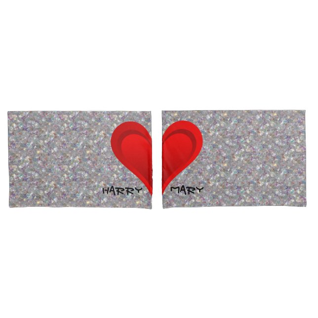 Housse D'oreillers Gradients RED LOVE HEART + votre backgr. & idées (devant-Set)