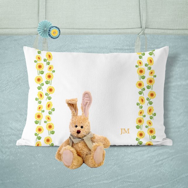 Housse D'oreillers Grand-mère joli tournesol personnalisé monogramme  (Créateur téléchargé)