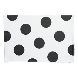 Housse D'oreillers Grand motif de point noir de polka - blanc fait
