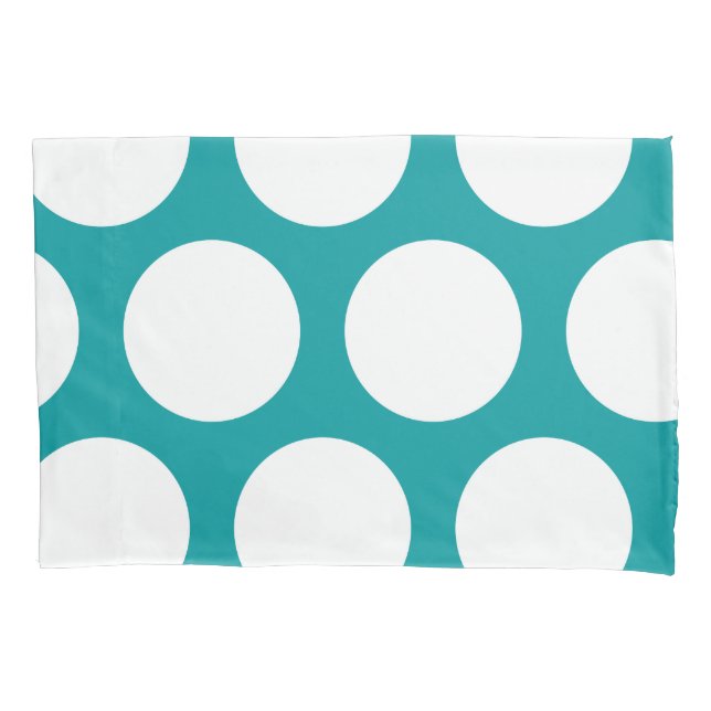 Housse D'oreillers Grand motif de pois : Teal (devant)