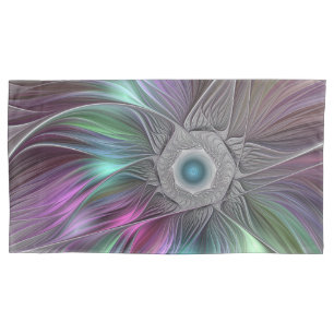 Housse D'oreillers Grande Fleur colorée Abstraite Trippy Fractal Art