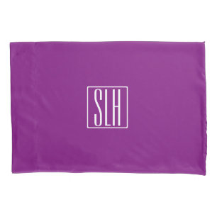 Housse D'oreillers Gras moderne 3 initiales Monogramme Blanc et pou