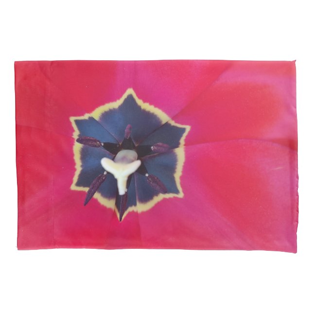 Housse D'oreillers Gras Rouge Tulip Fleur Macro Nature Photographie (devant)